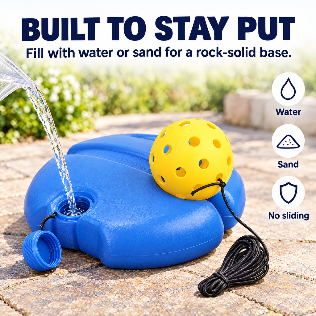 Built to stay put: fill the base with water or sand